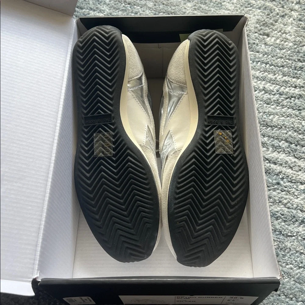 rag & bone Retro Runner Slim White and Silver Low-Top Sneakers US 8.5 - Picture 6 of 12